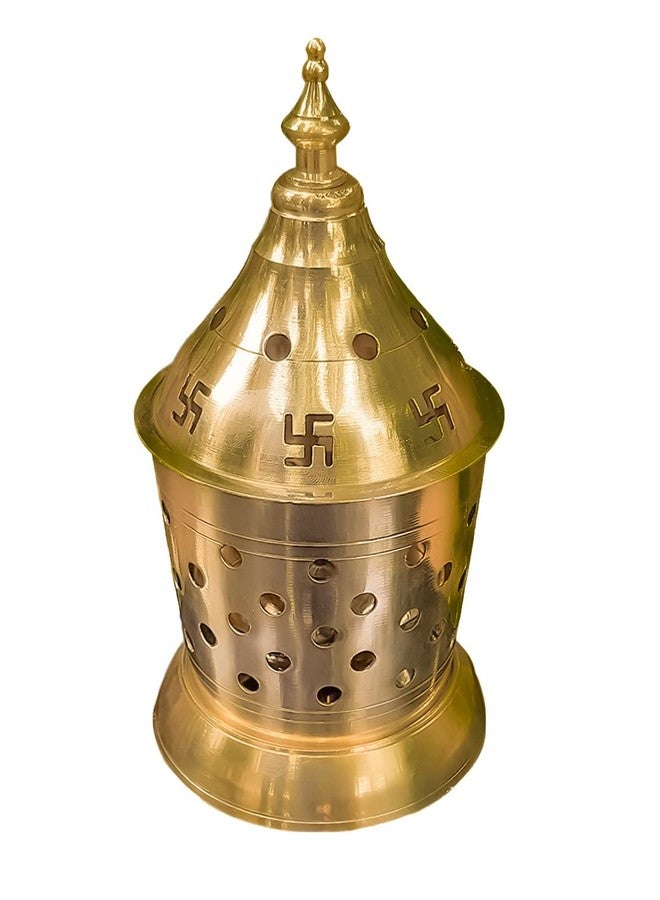 SVShoperzone Brass Akhand Diya with Jyoti Diya Cover Divi Oil Lamp for Temple Spiritual Oil Wick Lamp (Medium) - Image 1